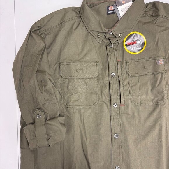 Dickies Mens 2XL Ranger Ripstop Workshirt Relaxed Fit DuraTech RepelPRO Olive - Picture 6 of 9